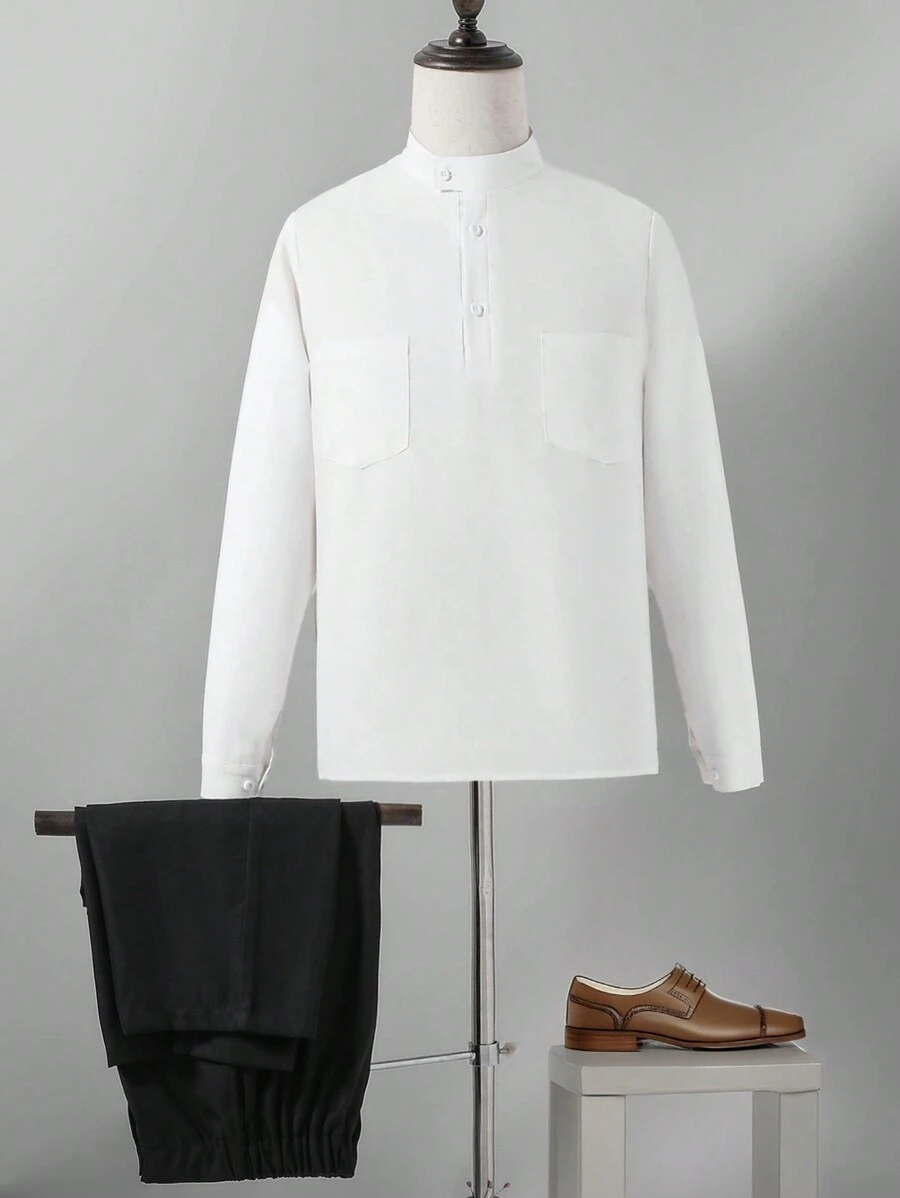 SHEIN 2pcs Formal & Fashionable Outfit Set For Teenage Boys, Suitable For Parties And Formal Occasions - White - View 1