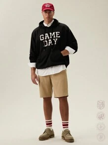 Manfinity VCAY Áo hoodie dệt kim dài tay cho nam, in chữ, Trở lại trường, Trở lại trường, cho mùa thu đông - màu đen - Xem 5