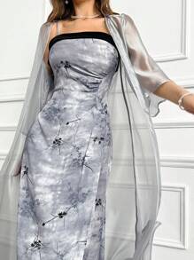 Modelyn Batik-Tube Kleid & offener Mantel vorne - Verschiedenfarbig - Übersicht 4