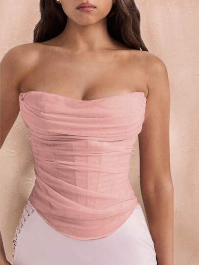 SHEIN BAE 夏季白色抹胸束身胸衣，乡村音乐会上衣，音乐会女装，波西米亚风女装，情人节，女士情人节