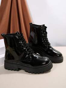 Fall/Winter New Fashion Thin Strap Motorcycle Style Boots - Black - View 6