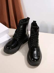 Fall/Winter New Fashion Thin Strap Motorcycle Style Boots - Black - View 3