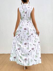 SHEIN Clasi 女士休閒時尚印花無袖度假裝 - 粉色 - 查看 2