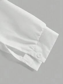 Tween Girl Back-To-School Short Collared Tie Casual Shirt - White - View 4