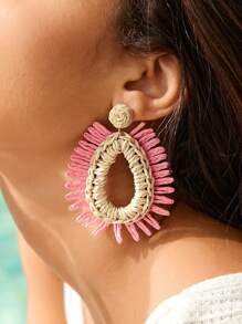 SHEIN VCAY Bông tai kỳ nghỉ dệt thời trang tối giản dành cho nữ - Nhiều màu - Xem 2