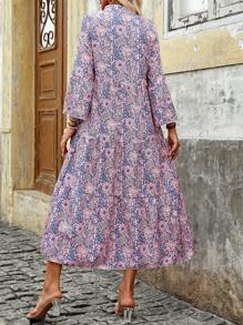 EMERY ROSE 女士长袖花卉印花 A 字裙 女式长款套装 - 粉色 - 查看 2