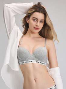 EasyFave Women's Letter Tape Underwire Bra 3pcs Sports Bra - Multicolor - View 5