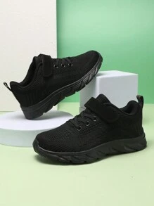 Zapatos deportivos ligeros y transpirables para niños, zapatos atléticos para senderismo al aire libre y deportes en negro para niños y niñas - Negro - Ver 5