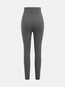 Sparklyn 2pcs Teen Girls' Solid Color Simple Daily Wear Leggings Chic Outfits For Autumn/Winter - Multicolor - View 3