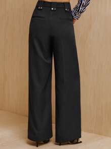 MONSE 设计师款宽松宽腰带环裤，适合夏季、假日、度假、节日 - 黑色 - 查看 8