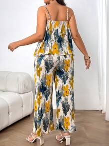 Flirla Bộ áo và quần ống rộng xếp ly ngày lễ dành cho nữ Plus Size - Nhiều màu - Xem 2