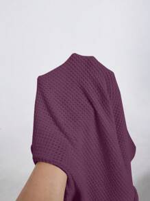 EMERY ROSE Solid Batwing Sleeve Twist Hem Tee - Purple - View 7