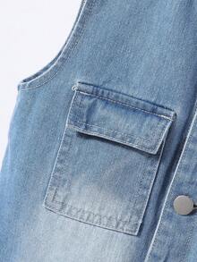 Chaleco con capucha y bolsillo de solapa para niño joven y pantalones cortos sin camiseta - Lavado ligero - Ver 3