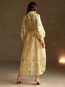 Anewsta 法式風格花卉印花女式長款假日連衣裙 - 彩色 - 查看 2