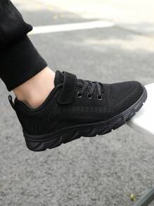 Zapatos deportivos ligeros y transpirables para niños, zapatos atléticos para senderismo al aire libre y deportes en negro para niños y niñas - Negro - Ver 3