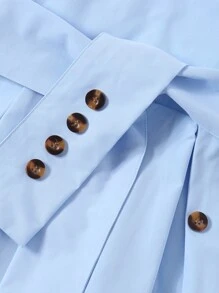 Vestido de camisa de cinto com botões de duas cores para meninas adolescentes para o verão