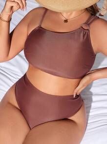 Swim Vcay Bộ bikini liên kết vòng đi biển mùa hè cỡ lớn - màu nâu - Xem 1