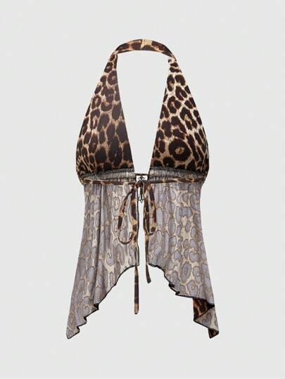 Grunge Punk Y2K Sexy Diamond-Studded Cross Pendant Decor Women's Open Back Cami Top