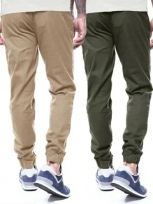 Manfinity Homme Men 2pcs Drawstring Waist Pants , Fall Clothes - Multicolor - View 2