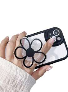 ROMWE Goth 创意花朵背贴推拉式手机支架伸缩360°旋转花朵懒人支架通用 - 黑色 - 查看 7