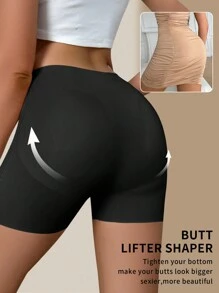 1 pieza Ropa interior moldeadora para mujer, shorts con control abdominal, cintura elástica y costuras invisibles, transpirables