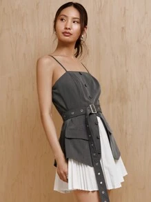 MONSE Mathilde Lhomme Designer-Sommerkleid mit Plissee, für den Urlaub, Party, Urlaub, Silvester-Outfit, Festival