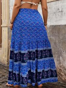 EMERY ROSE Conjunto de mujer con falda maxi de vuelo con estampado floral de talla grande