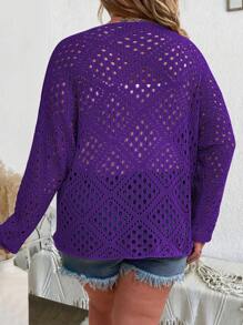 SHEIN LUNE Plus Khoét vai thả khoét vai cho mùa hè - Màu tím  Violet - Xem 2