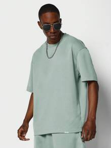 SUMWON Áo thun tay ngắn vừa vặn với bộ đồ ngắn 2 món - Màu xanh Bạc hà - Xem 3