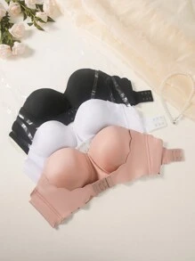 3pcs Women's Adjustable Underwired Strapless Bra - Multicolor - View 2