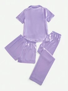 3pcs Ladies' Comfy Satin Pajama Set For Women - Multicolor - View 2