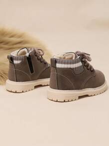 時尚休閒加厚童裝男女靴 - 灰色 - 查看 2