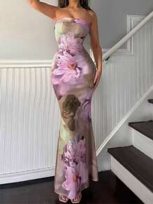 Firerie Vestido ceñido elegante con cintura anudada y encaje entretejido para mujeres en verano