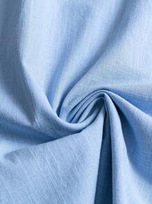 SHEIN Floral Embroidery High Low Shirt Dress Fall Cloth For Women - Light Wash - View 5