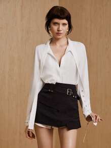 MONSE Designer Business Casual Belted Button-Down Shirt, For Holiday, Spring, Festival, Office