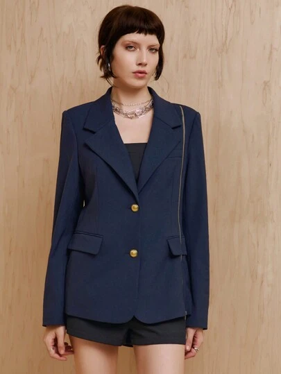 MONSE 设计师商务休闲拉链缝线细节定制西装外套，适合度假、外出、节日、办公室