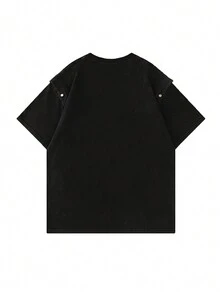 Detachable Design American High Street Style Unisex All-Match Short Sleeve T-Shirt