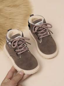 時尚休閒加厚童裝男女靴 - 灰色 - 查看 1