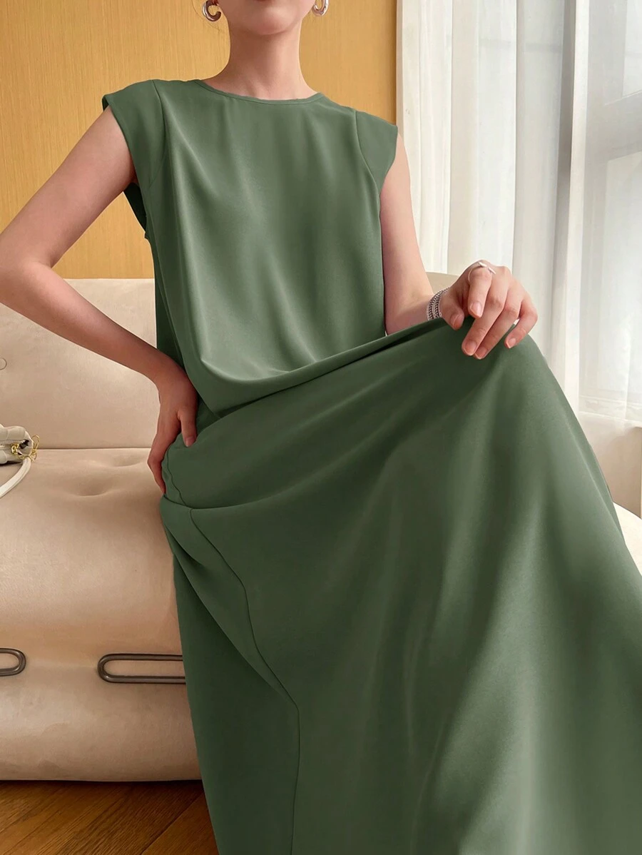 Heiryn Áo dài lưng lỗ khóa chắc chắn cho mùa hè - Màu xanh Ô liu - Xem 1