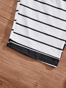 2pcs Plus Size Women's Striped Waist Tie Casual Pajama Cozy Pants, Fall Winter Clothes - Multicolor - View 5