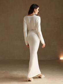 Anewsta Áo len nữ phong cách đi nghỉ màu trắng giản dị - Màu be - Xem 6