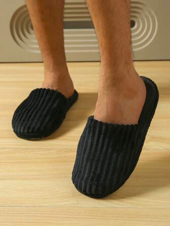 Svarta manchestertofflor med mjuk sula, inomhustofflor, manchestermaterial, varm, lurvig, fotskyddande, lätt, lätt att rengöra, bekväma och elastiska hemtofflor