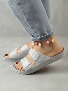 Zapatillas de plástico para mujer adecuadas para salidas de verano - Gris - Ver 4