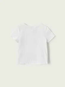 Cozy Pixies 女寶寶緊身睡衣套裝-花紋長袖上衣和踩腳褲，純色，4件套 - 白色 - 查看 6