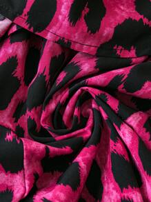 SHEIN LUNE 夏季加大碼豹紋襯衫和短褲套裝