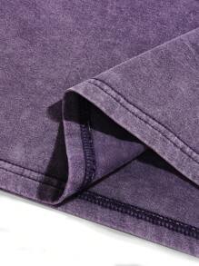 Manfinity EMRG Loose Fit Men's Slogan & Angel Printed Drop Shoulder T-Shirt - Purple - View 3