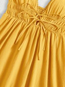 Soleia Tie Front Criss Cross Backless Cami Dress