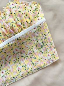 Soleia Áo hai dây họa tiết hoa dễ thương cho nữ, họa tiết khu vườn lãng mạn ngọt ngào, có nơ trang trí, dây chun, thích hợp cho kỳ nghỉ, mùa hè, tốt nghiệp, tiệc tùng - Nhiều màu - Xem 4