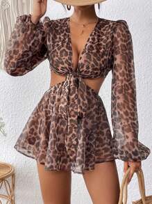 SHEIN VCAY Women's Leopard Print Jumpsuit For Vacation - Multicolor - View 1