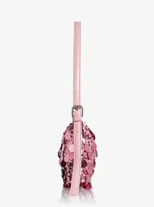 SHEIN SXY Solid Color Sequin Women's Shoulder Bag Suitable For Daily Use, Dating And Gifting Valentines - Pink - View 5